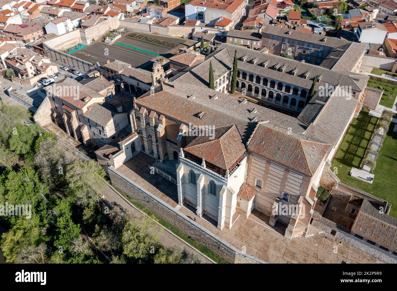 view Royal Monastery of Santa Clara in Tordesillas, Valladolid Spain Stock Photo