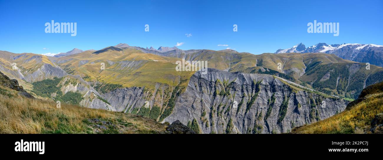The landscape of the Grandes Rousses massif, French Alps. Stock Photo