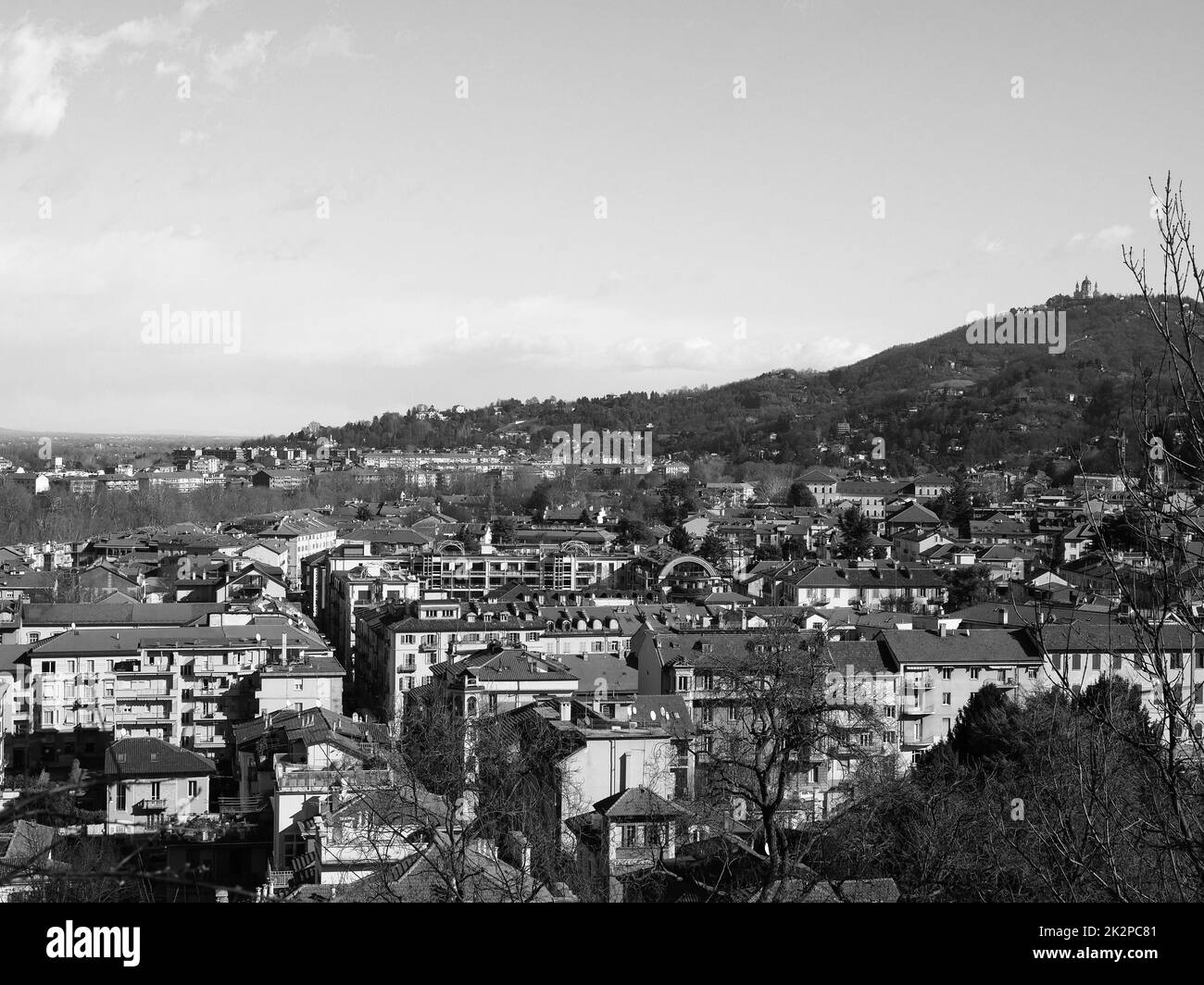 Aerial view of Turin in black and white Stock Photo - Alamy