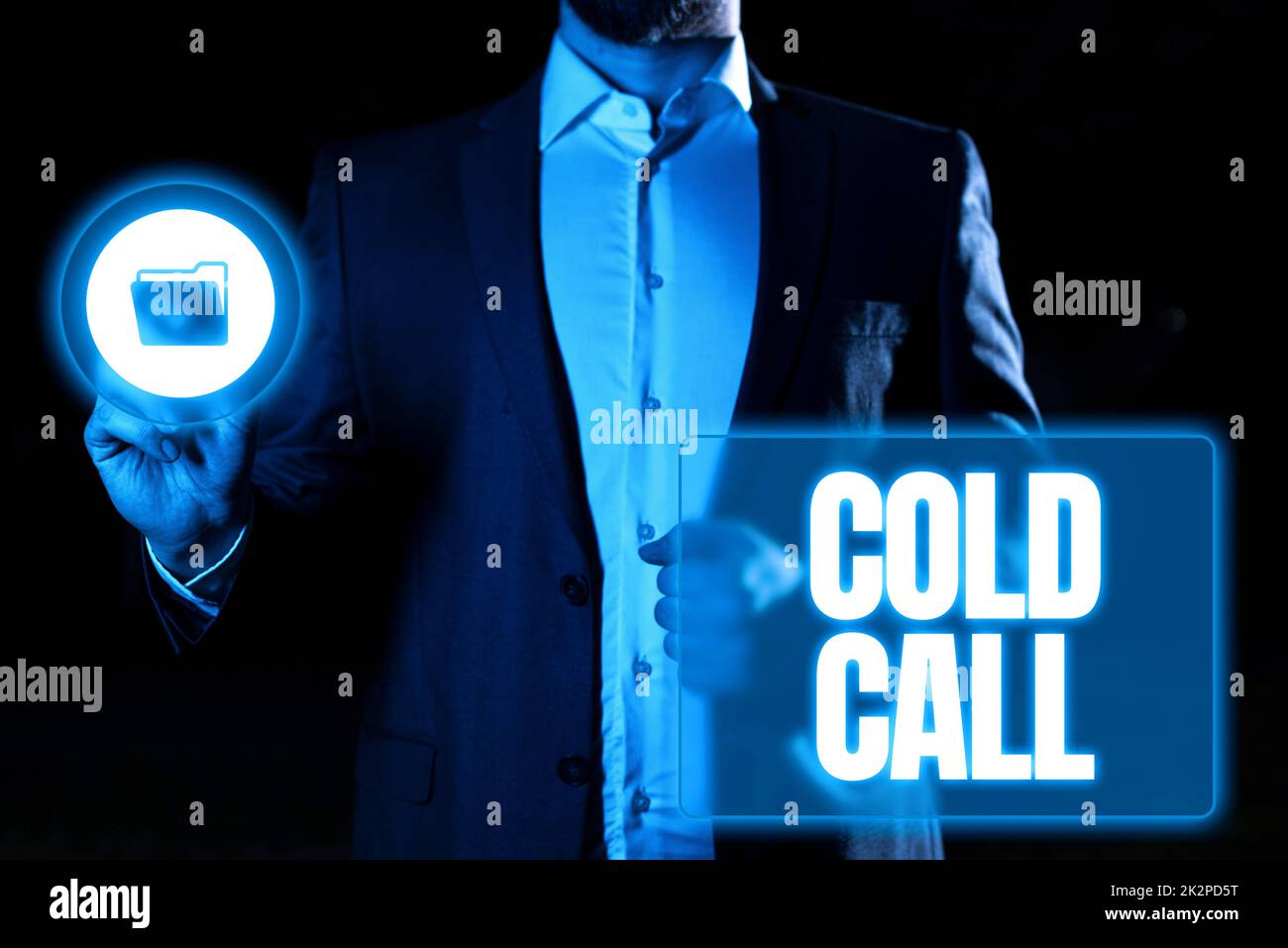 Conceptual caption Cold Call. Word for Unsolicited call made by someone trying to sell goods or services Stock Photo