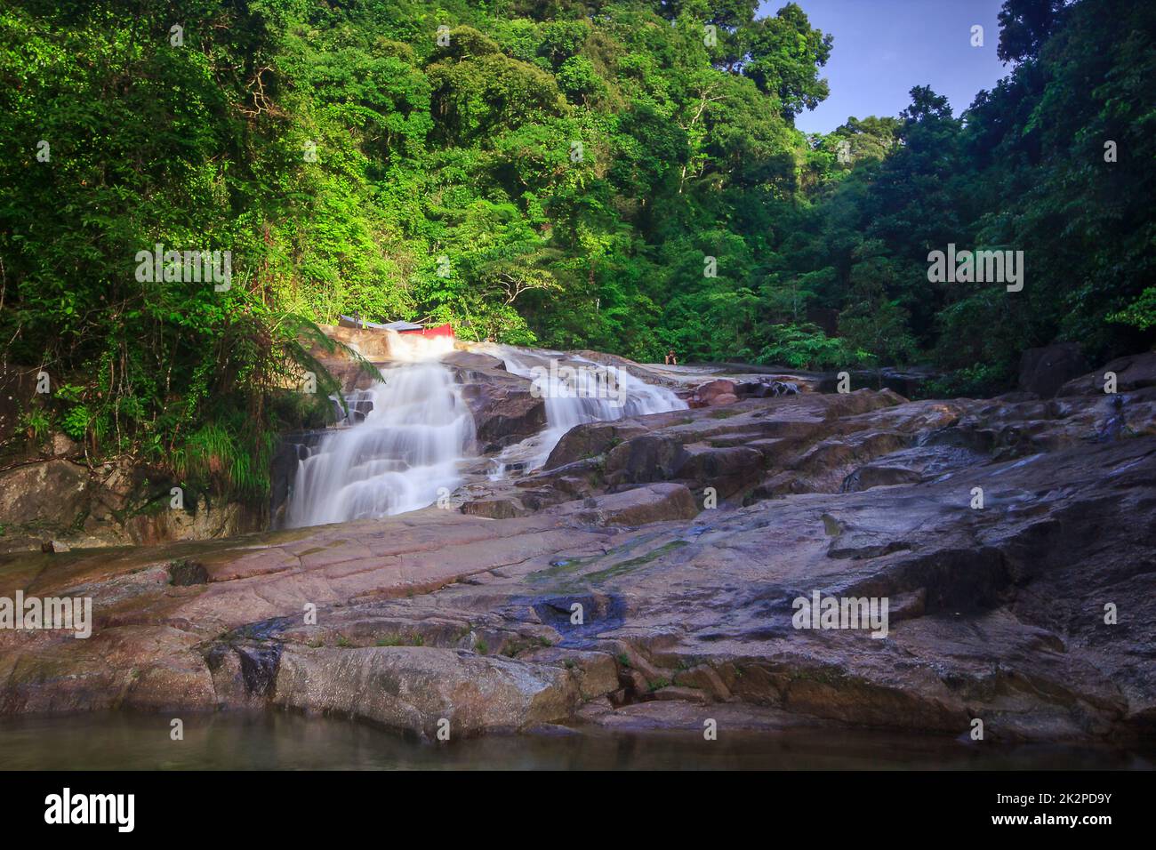 Nan Sung Waterfall is an eco-tourism attraction of Phatthalung Province, Thailand. Stock Photo