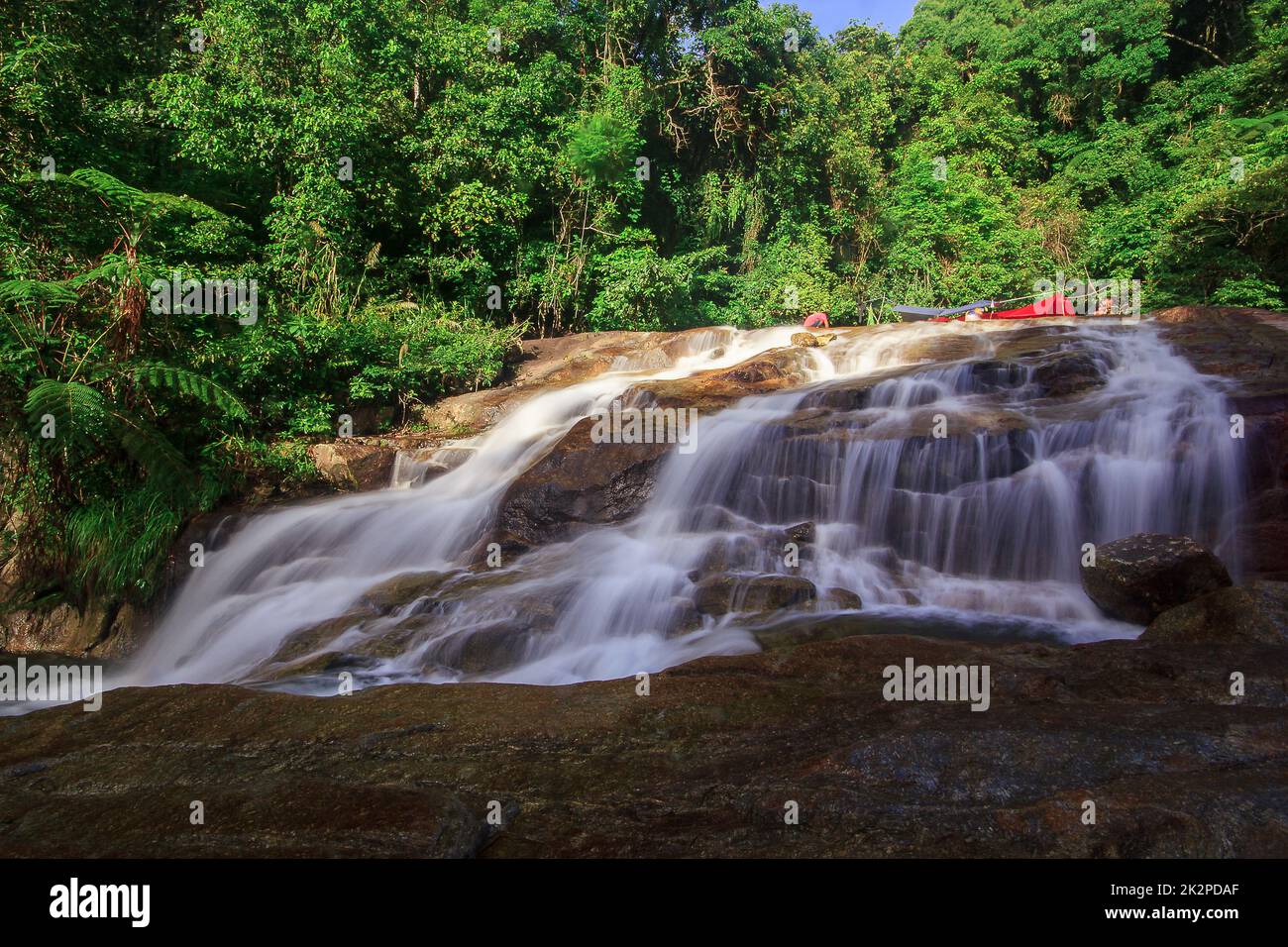Nan Sung Waterfall is an eco-tourism attraction of Phatthalung Province, Thailand. Stock Photo