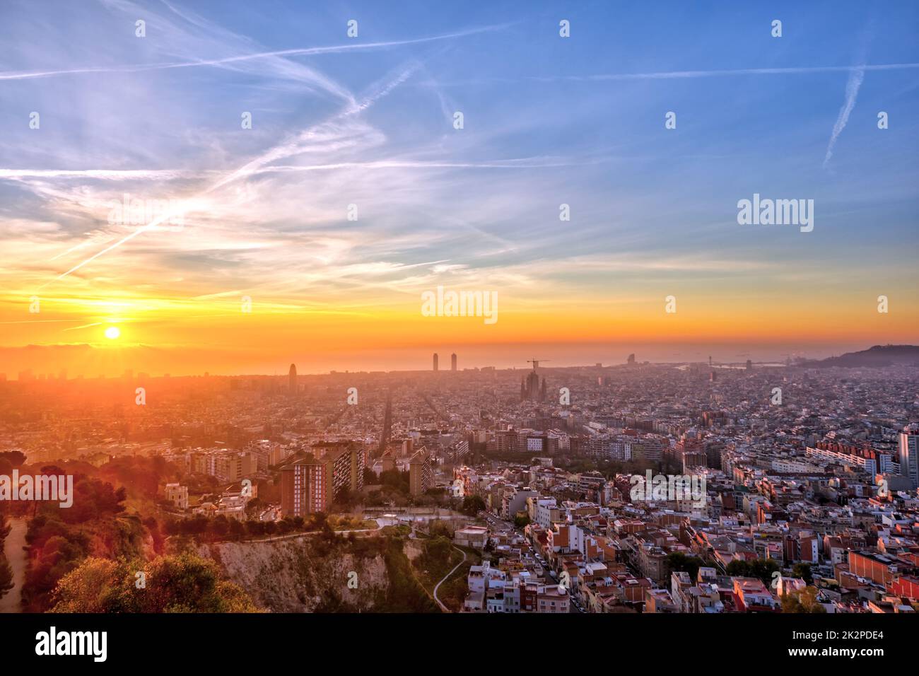 View over Barcelona in Spain at sunrise Stock Photo