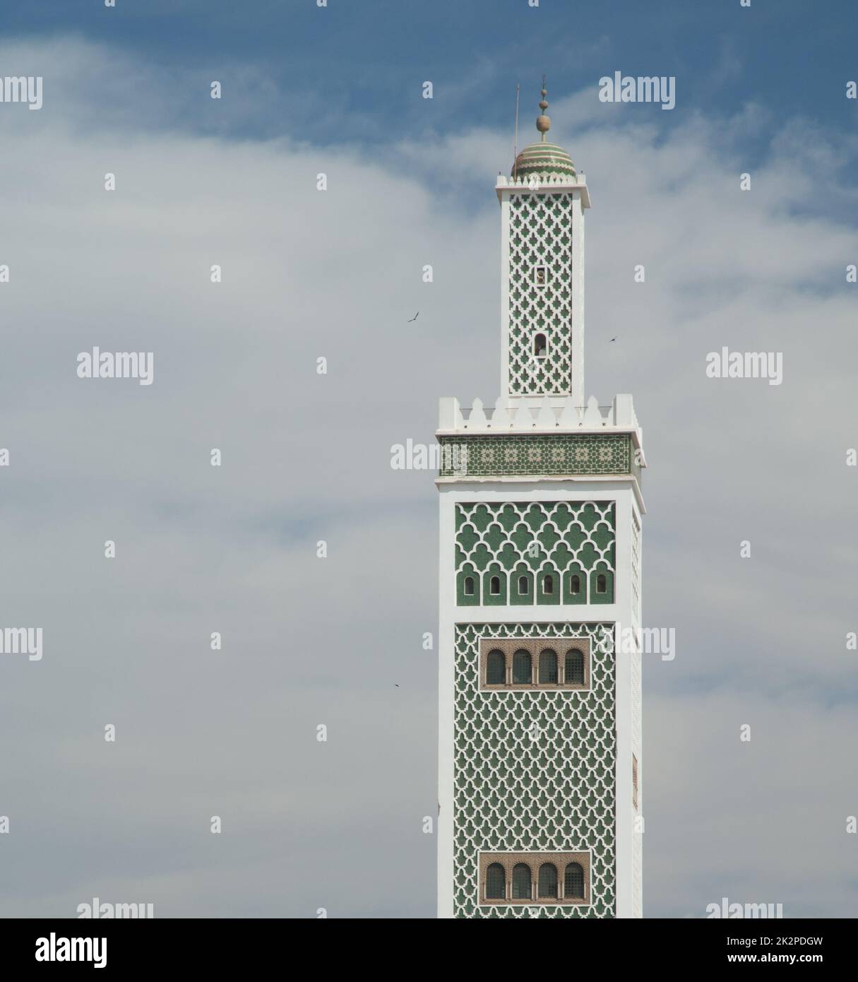 Minaret of the Grand Mosque of Dakar. Stock Photo