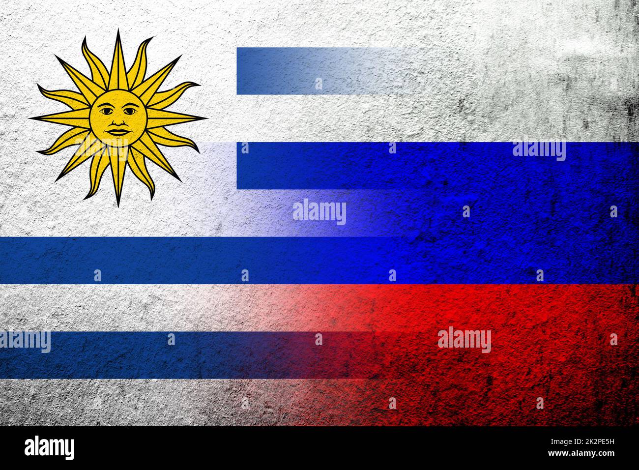 The Oriental Republic of the Uruguay National flag The Sun and Stripes.  Grunge background Stock Photo - Alamy