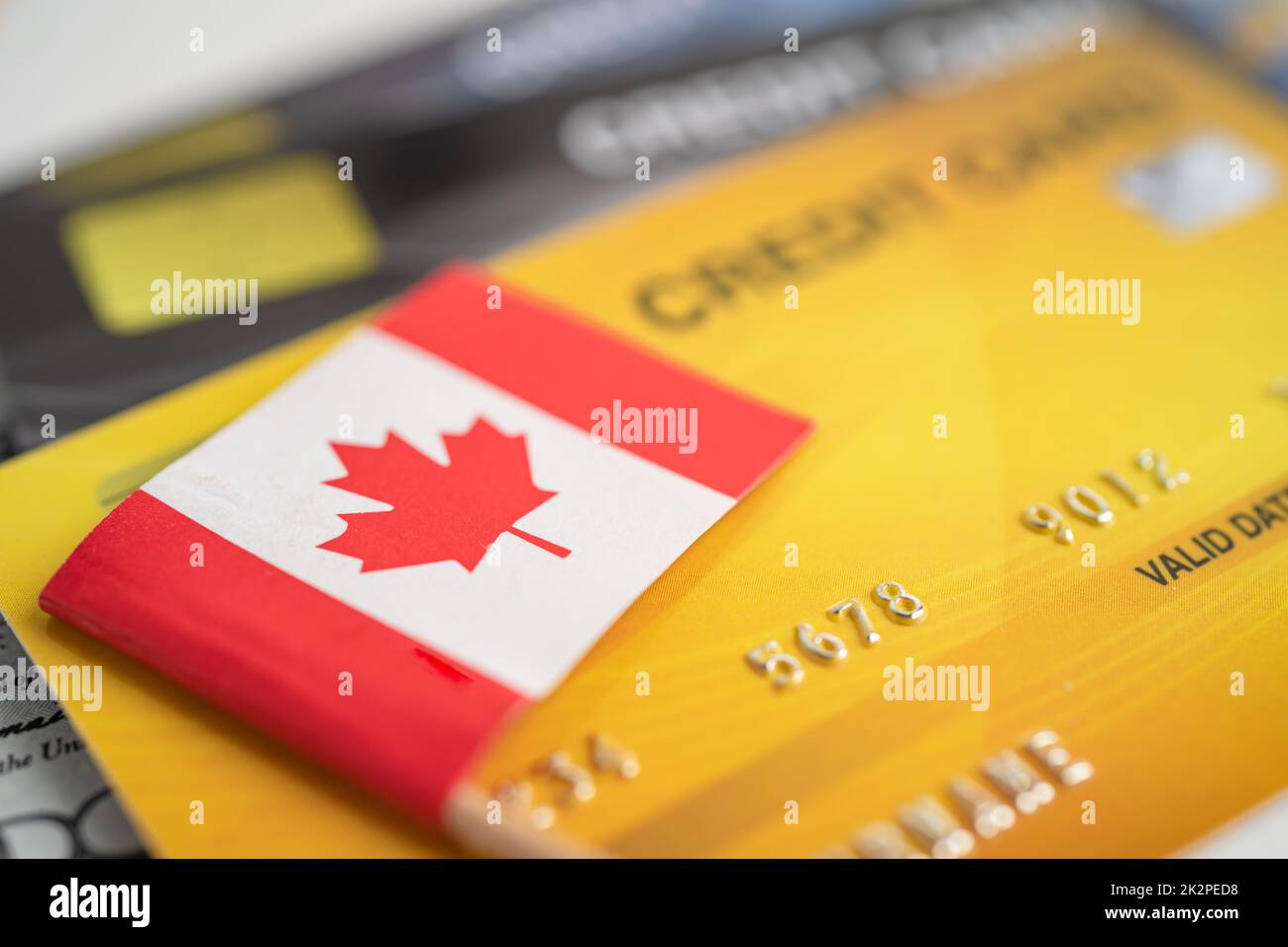 Canada flag on credit card. Finance development, Banking Account