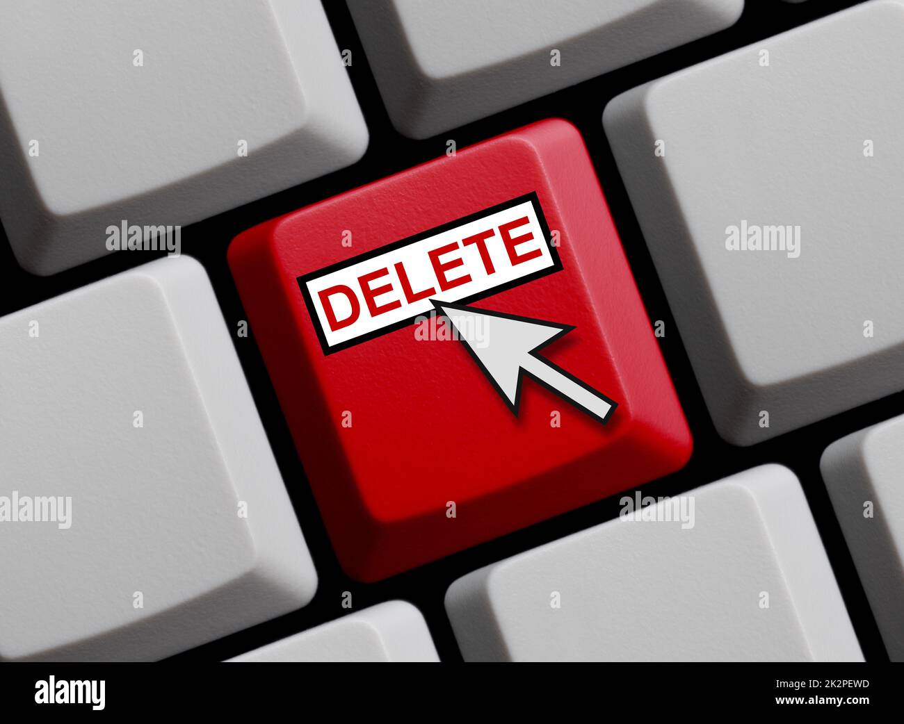 Red Delete Key Red Computer Keyboard: Delete 3D illustration Stock Photo - Alamy