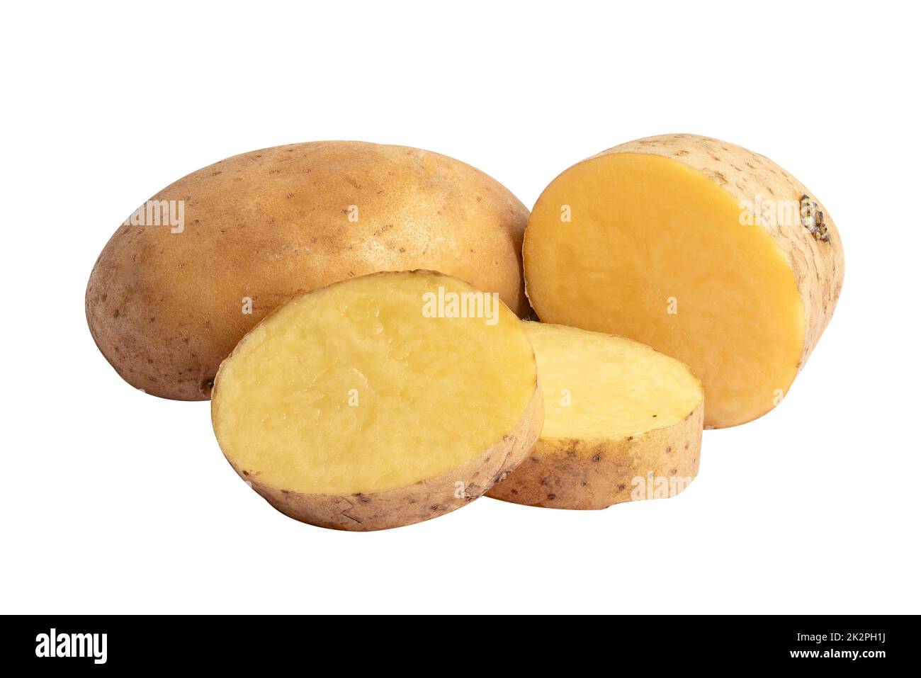 Potato and slice isolate on white background. with clipping path. Stock Photo