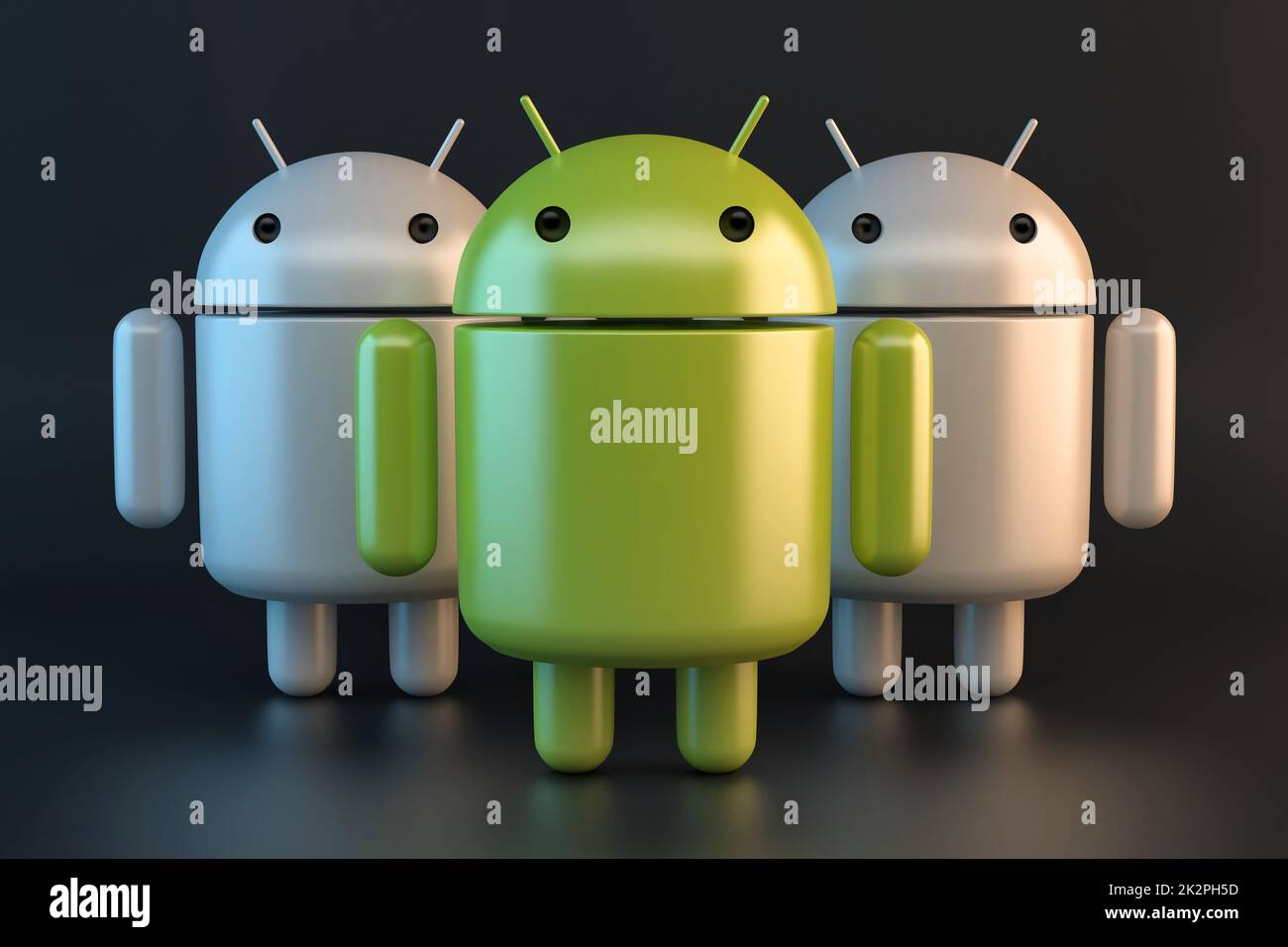 Group of Android robots. 3D illustration. Contains clipping path Stock ...