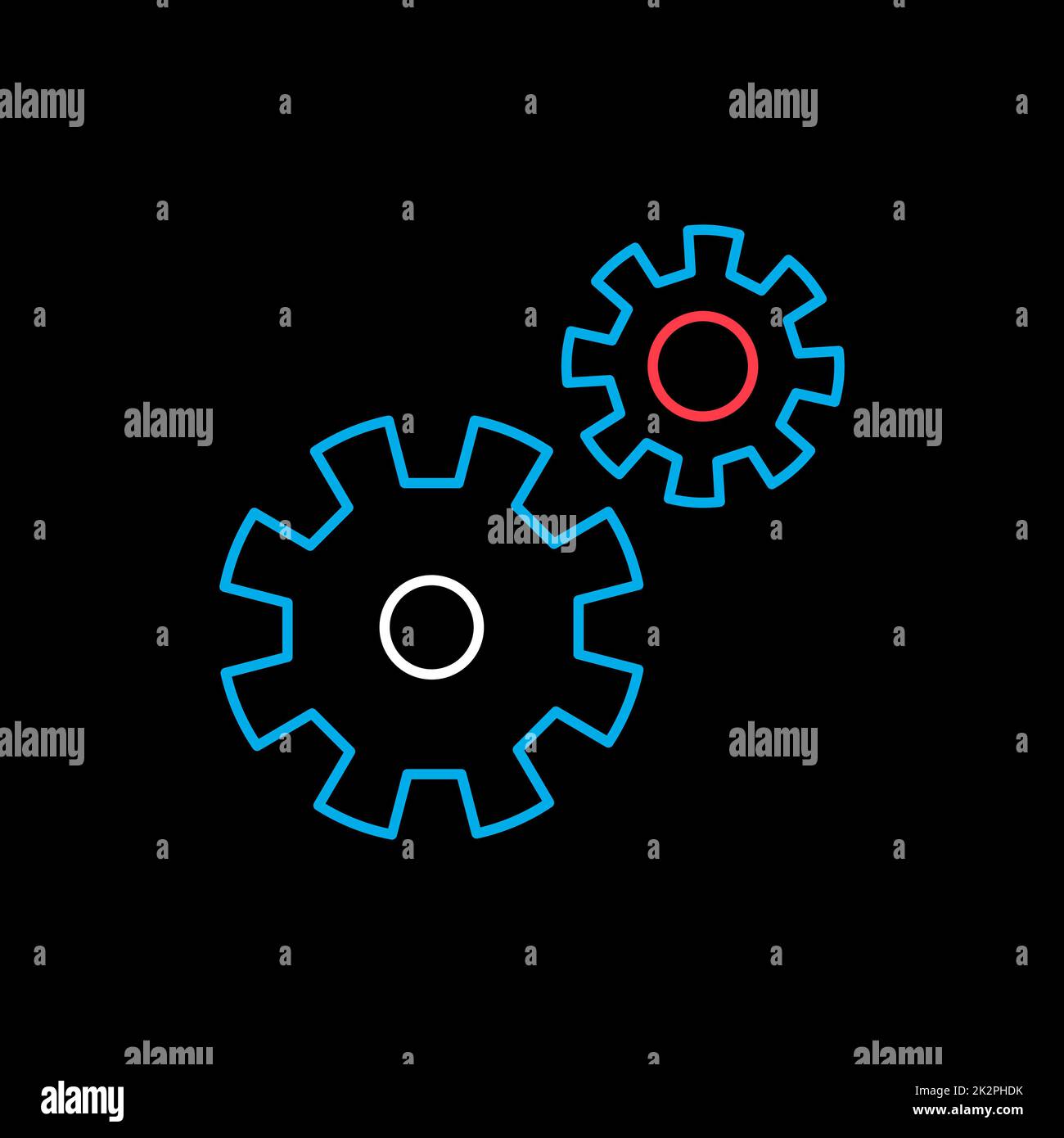 Gear vector icon isolated on the black Stock Photo - Alamy