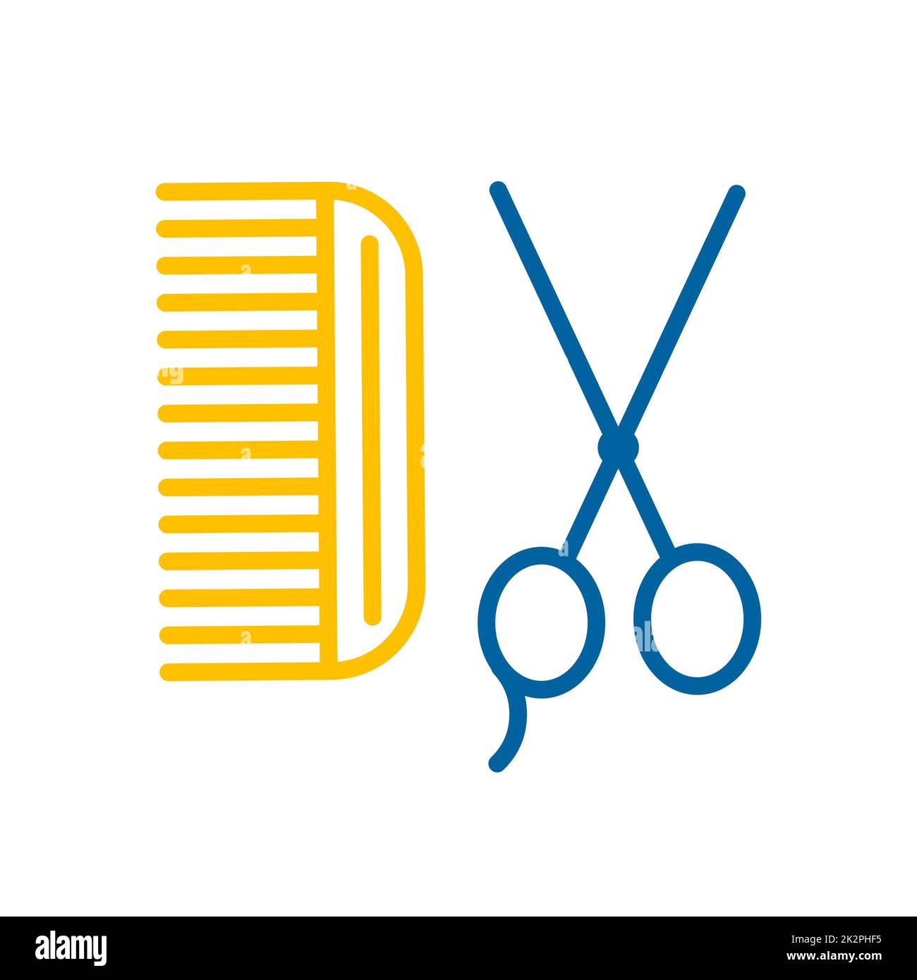 Animal grooming, hairbrush and scissors icon Stock Photo
