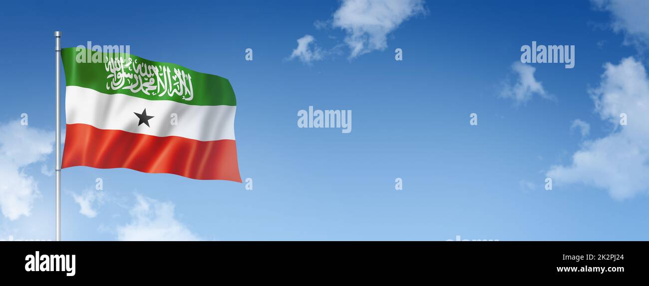 Somaliland flag isolated on a blue sky. Horizontal banner Stock Photo