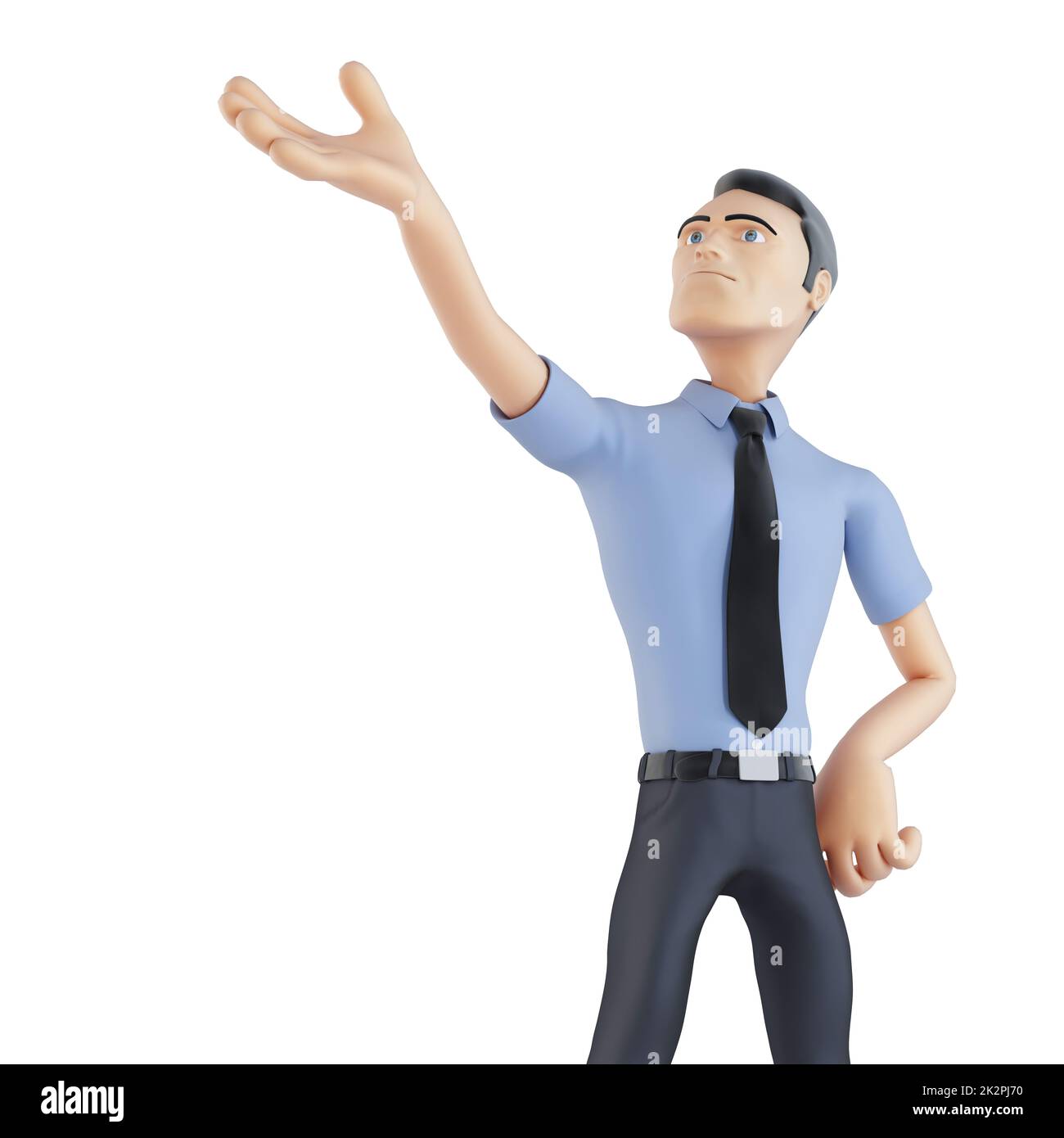 3d business man pointing at invisible object. Isolated. Contains clipping path Stock Photo