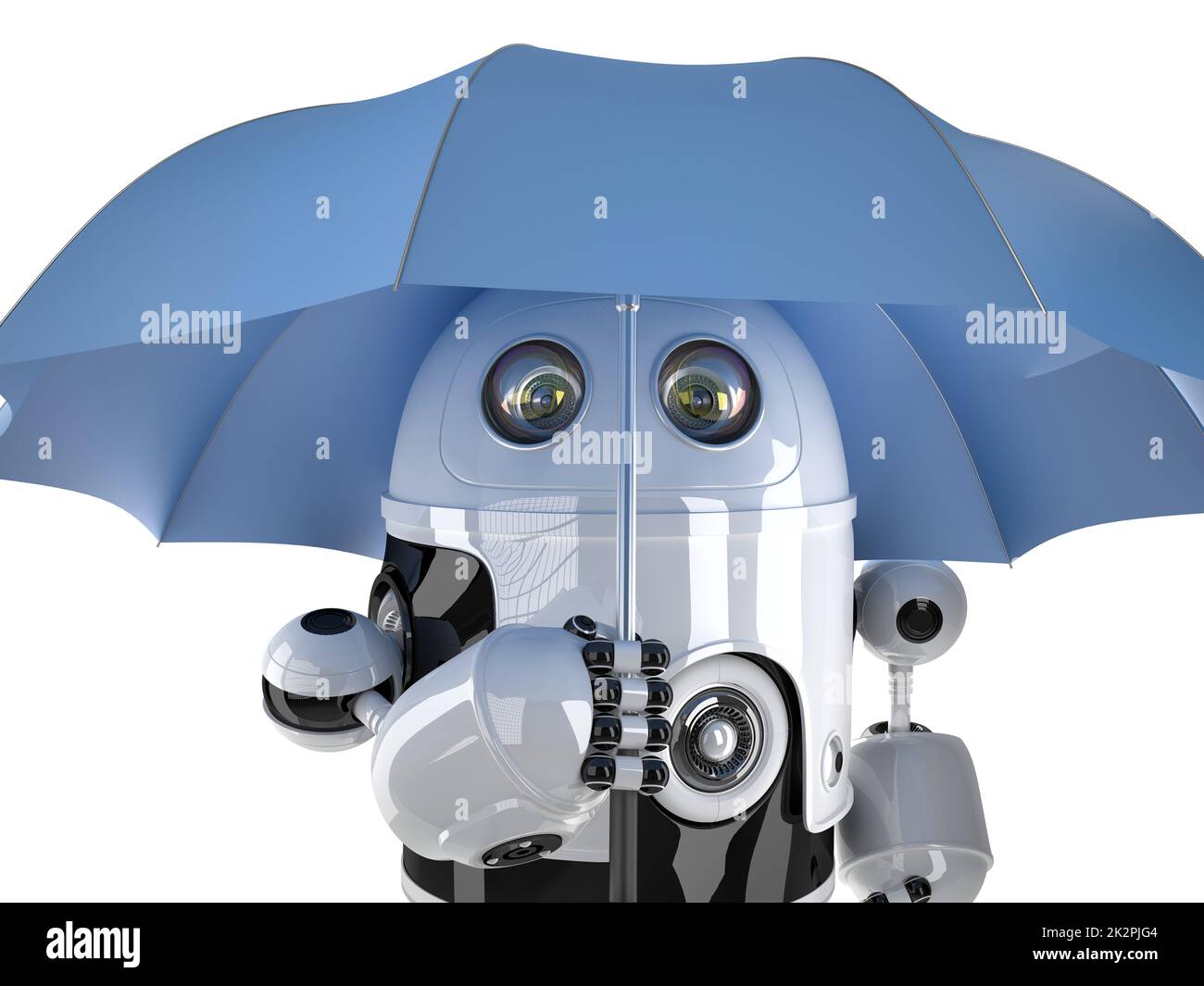 Robot with umbrella. Technology concept. Contains clipping path Stock ...