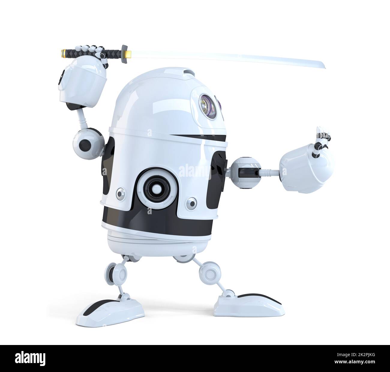 Robot with Katana sword. Technology concept. Isolated. Contains clipping path Stock Photo