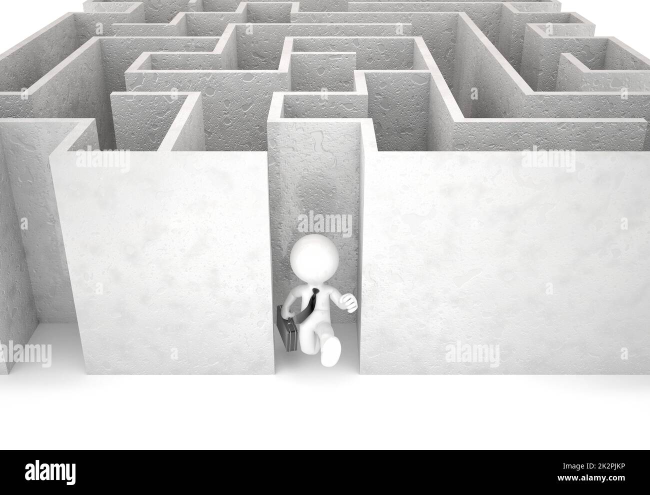 Maze Running 3d businessman running out of maze. Isolated. Contains clipping path ...