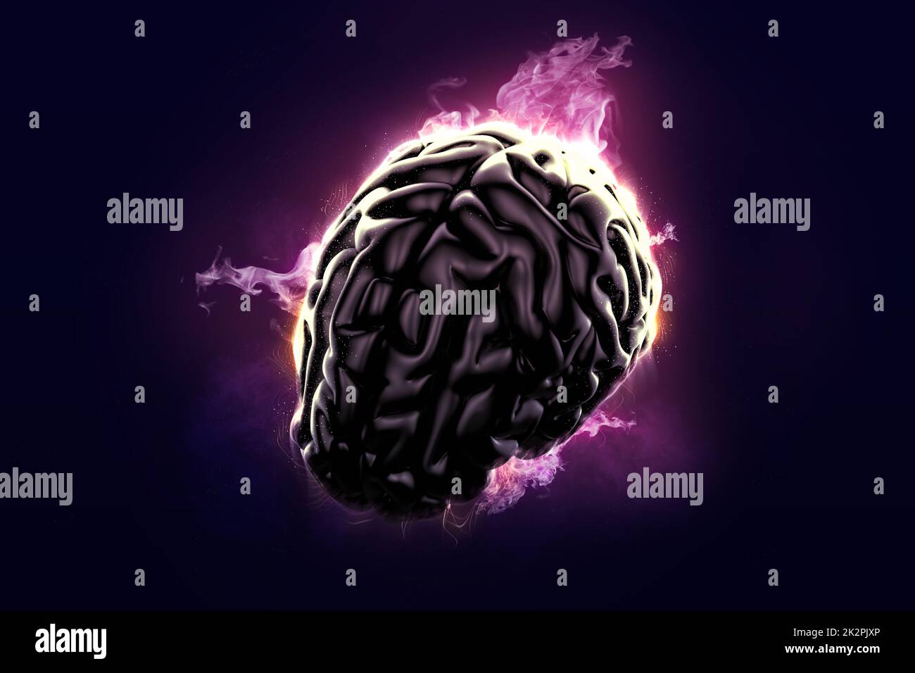 Burning brain. Conceptual illustration Stock Photo