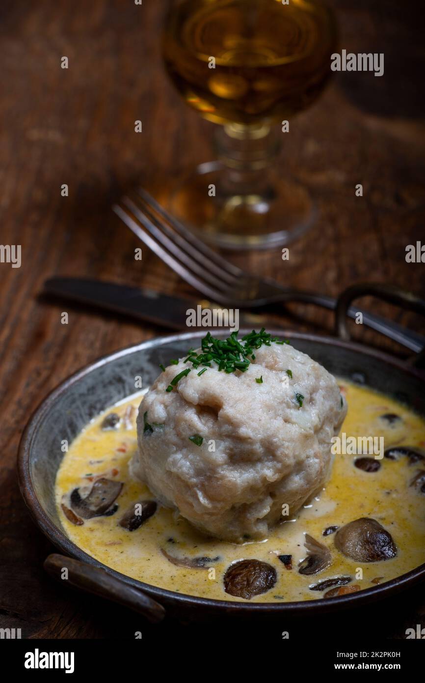dumpling in mushroom sauce Stock Photo