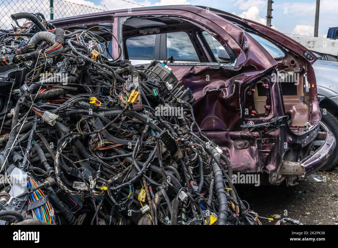 dismantling of a car into spare parts at a junkyard Stock Photo Alamy