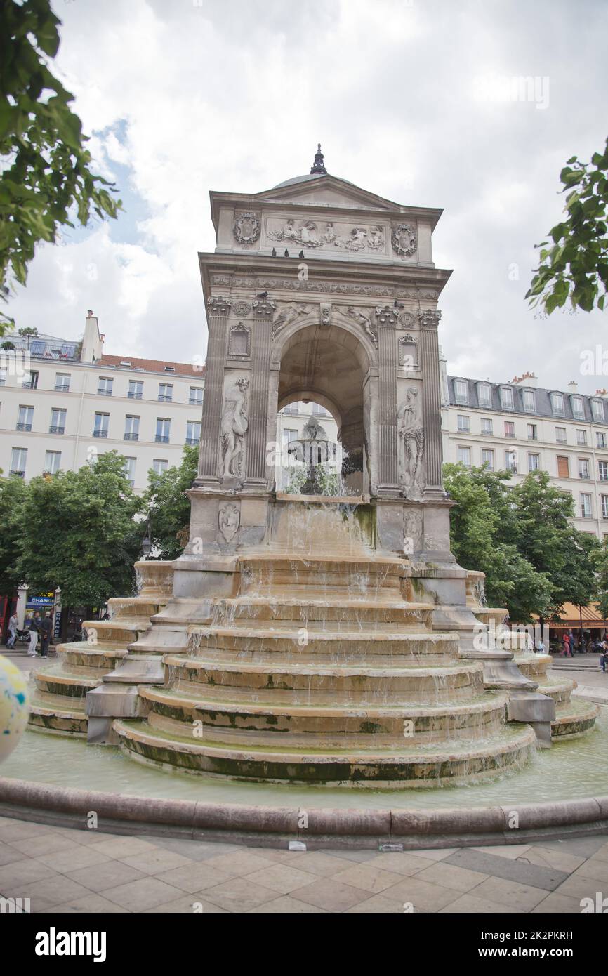 The ancient Fontaine des Innocents with staircase Stock Photo