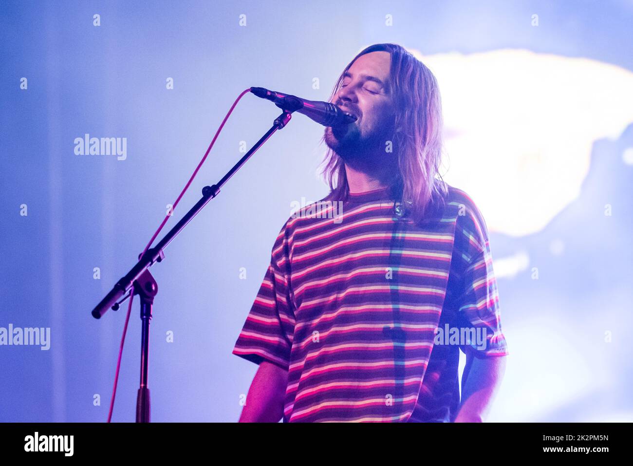 Copenhagen, Denmark. 22nd, August 2022. The Australian band Tame Impala performs a live concert Royal Arena in Copenhagen. Here singer and musician Kevin Parker is seen live on stage. (Photo credit: Gonzales Photo - Bo Kallberg). Stock Photo