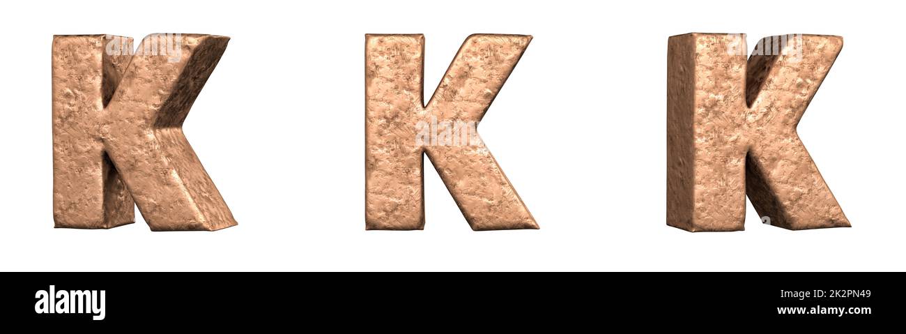 Letter K From Copper Letters Alphabet Collection Set Isolated 3d 