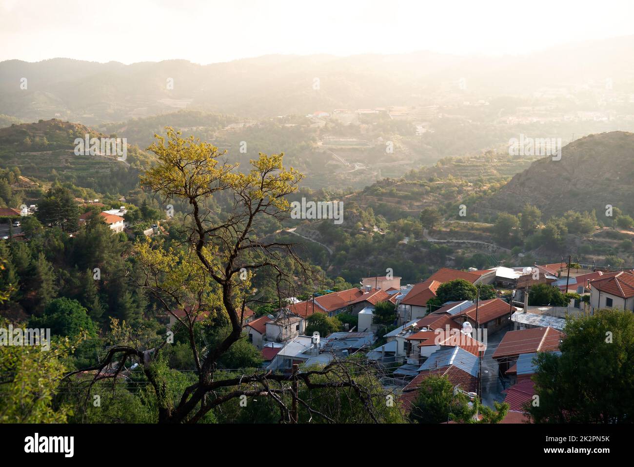 Chandria, a traditional mountain Cyprus village. Limassol District Stock Photo