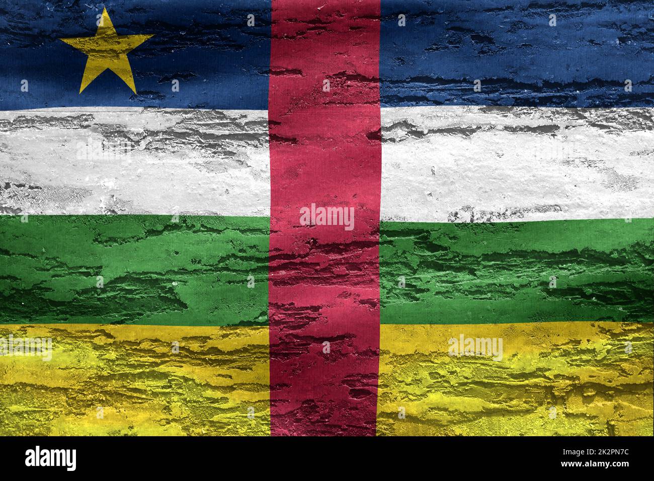 Central African Republic flag - realistic waving fabric flag Stock Photo