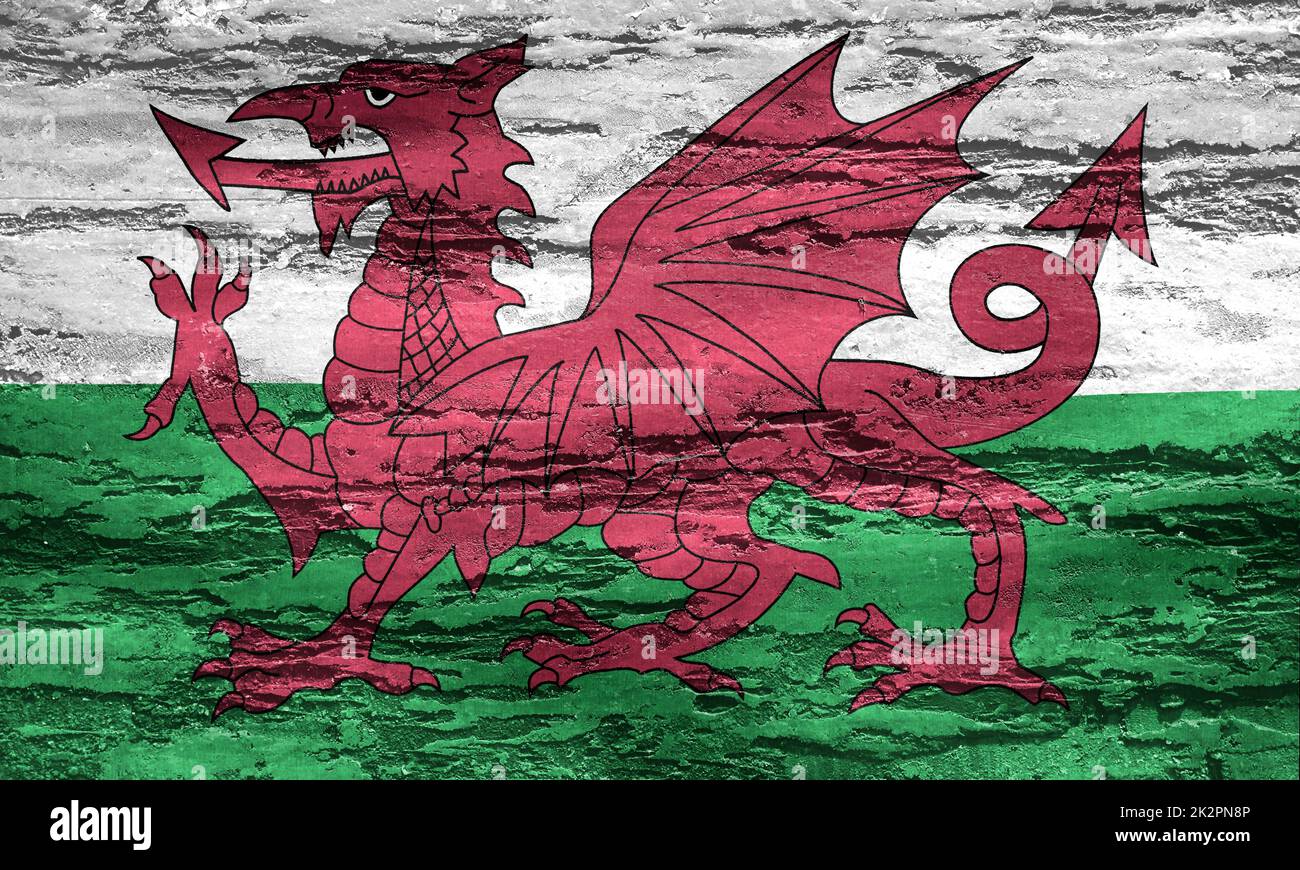 Wales flag - realistic waving fabric flag Stock Photo