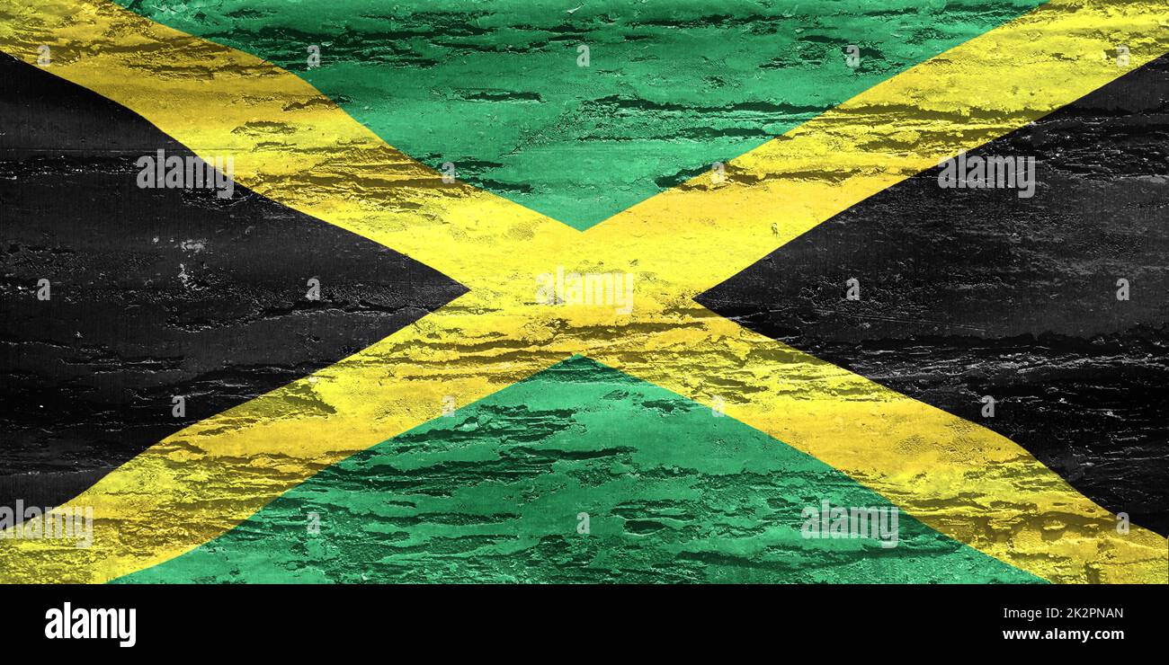 3D-Illustration of a Jamaica flag - realistic waving fabric flag Stock ...
