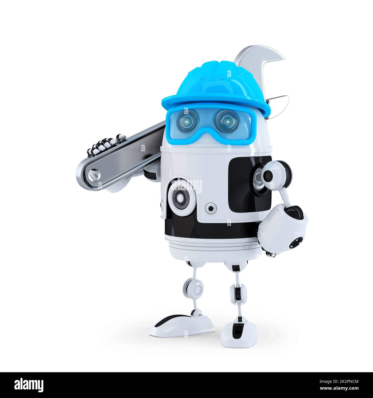 3D Robot with adjustable wrench. Technology concept. Isolated. Contains
