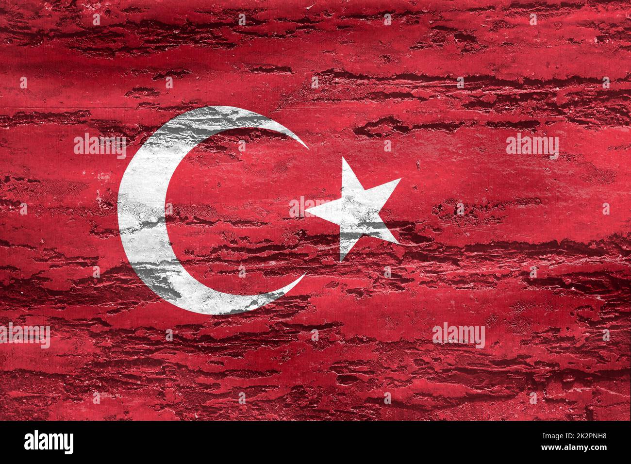 3D-Illustration of a Turkey flag - realistic waving fabric flag Stock Photo