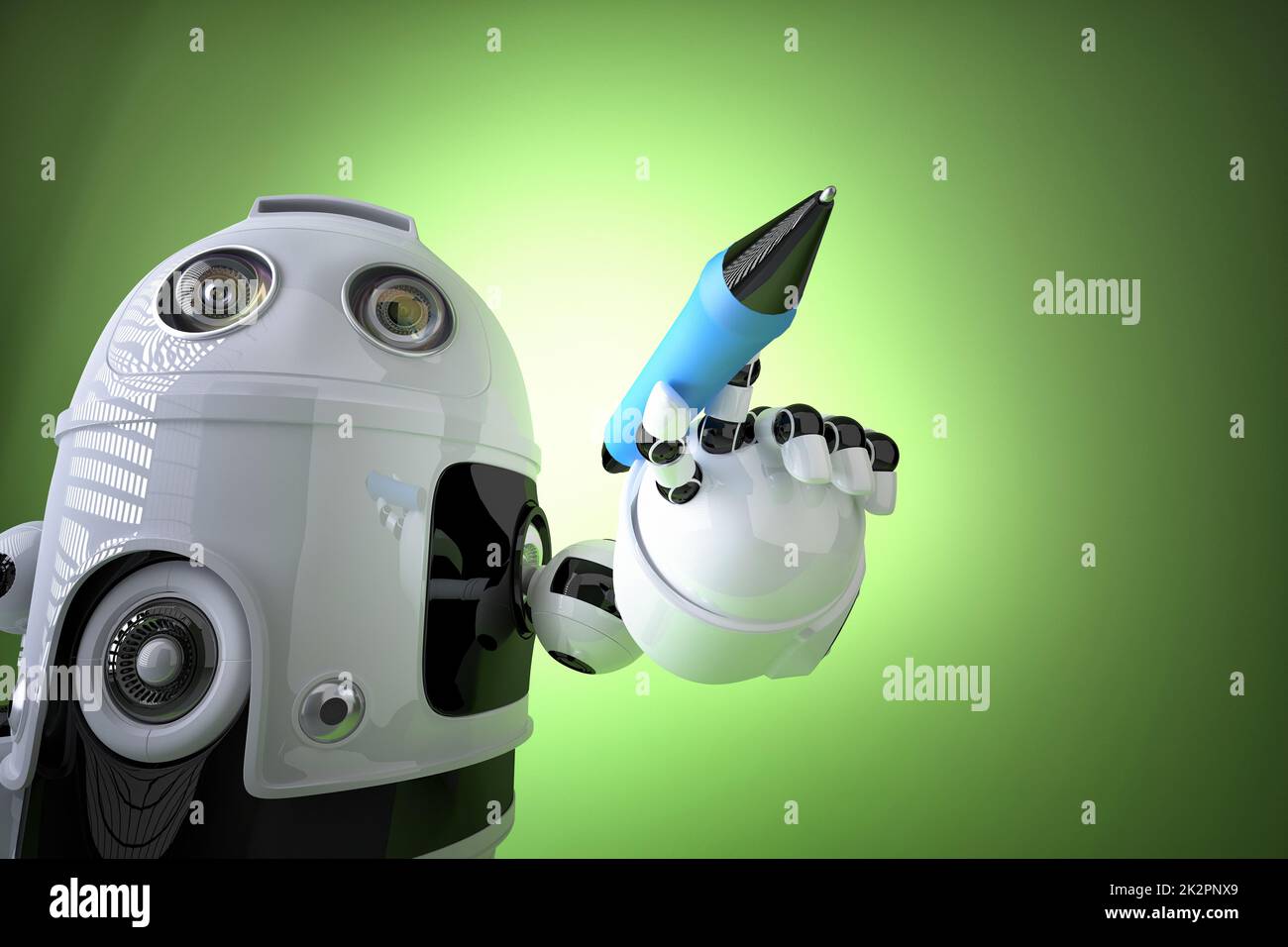 Robot writing, drawing on the screen. Contains clipping path Stock ...