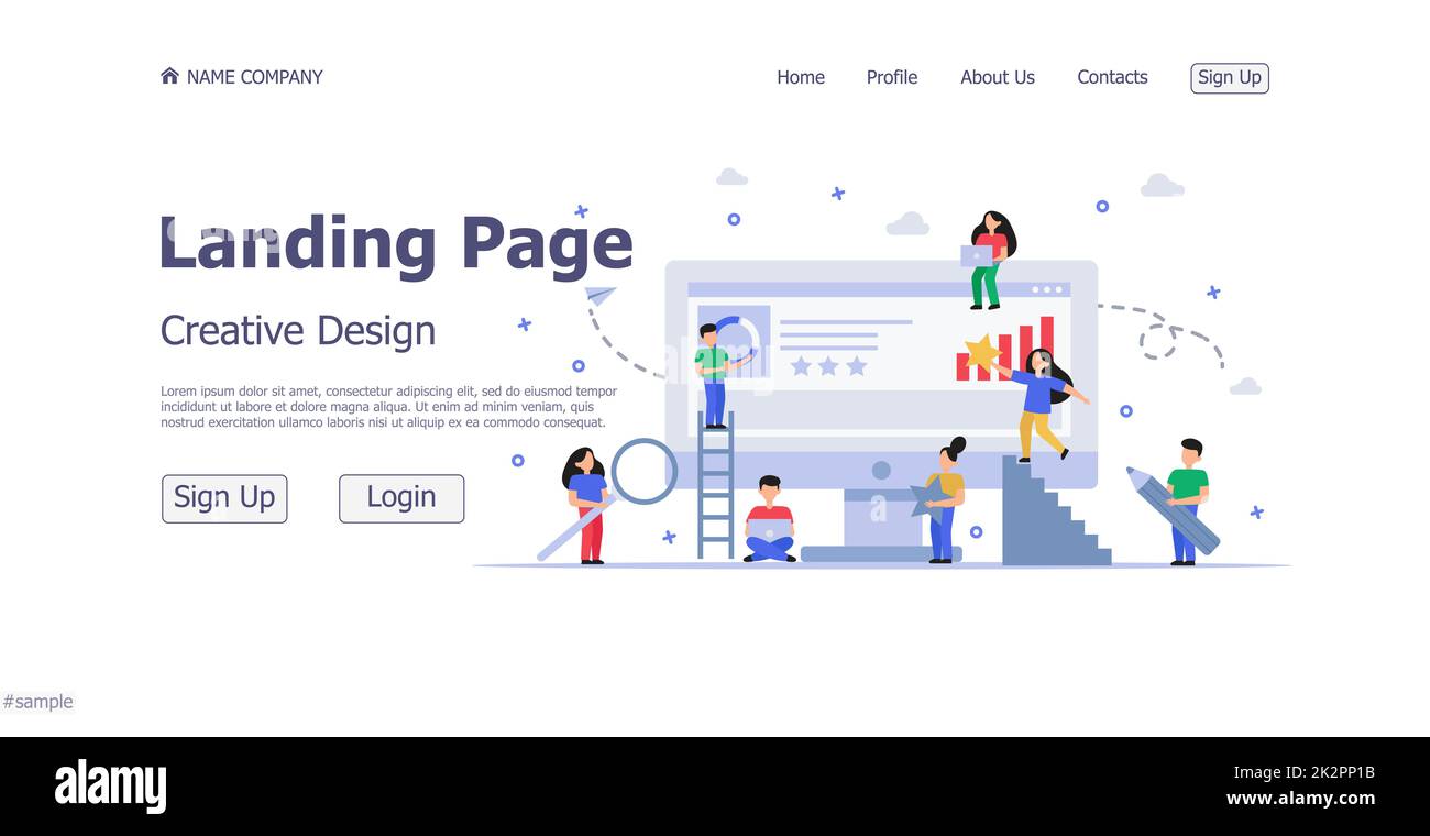 Website landing page business concept design concept - Vector Stock ...