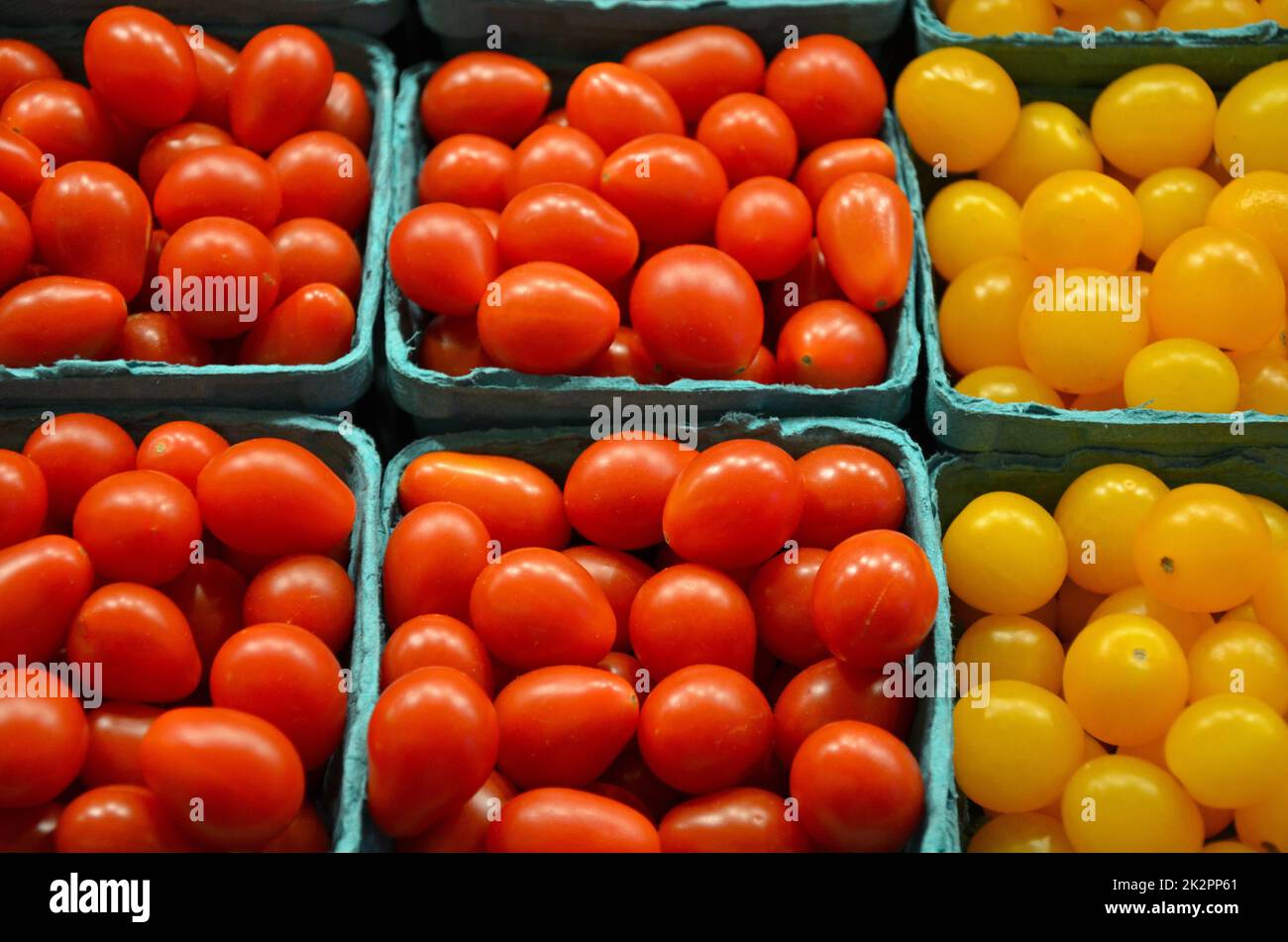 Red and yellow cherry tomatoes Stock Photo