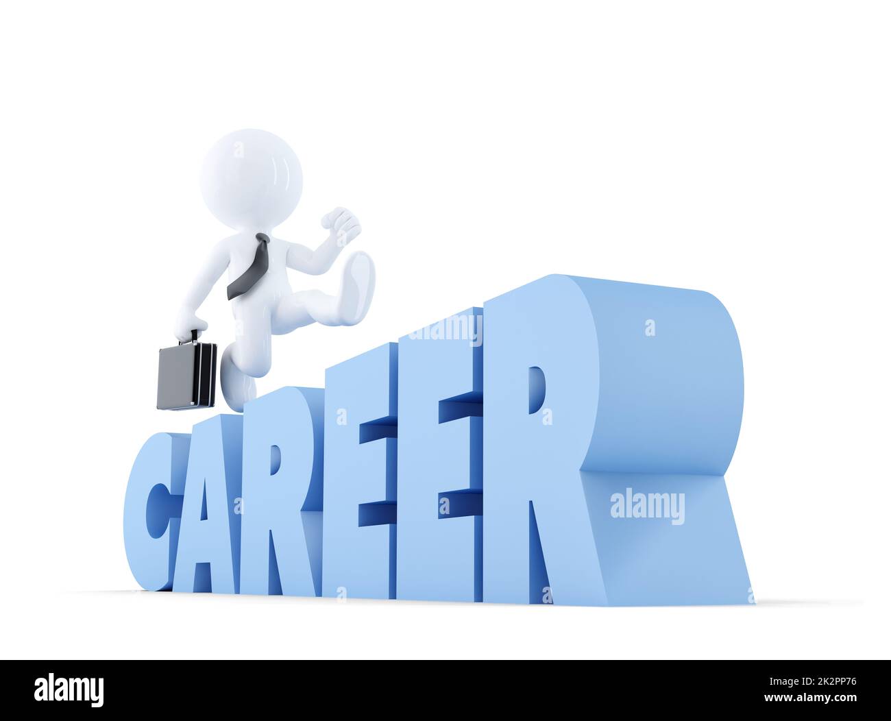 Businessman run over career ladder. Business concept. Isolated