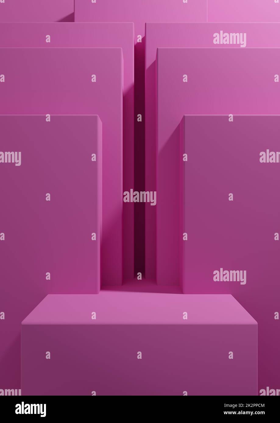 Bright magenta, neon pink 3D rendering simple, minimal, geometric ...