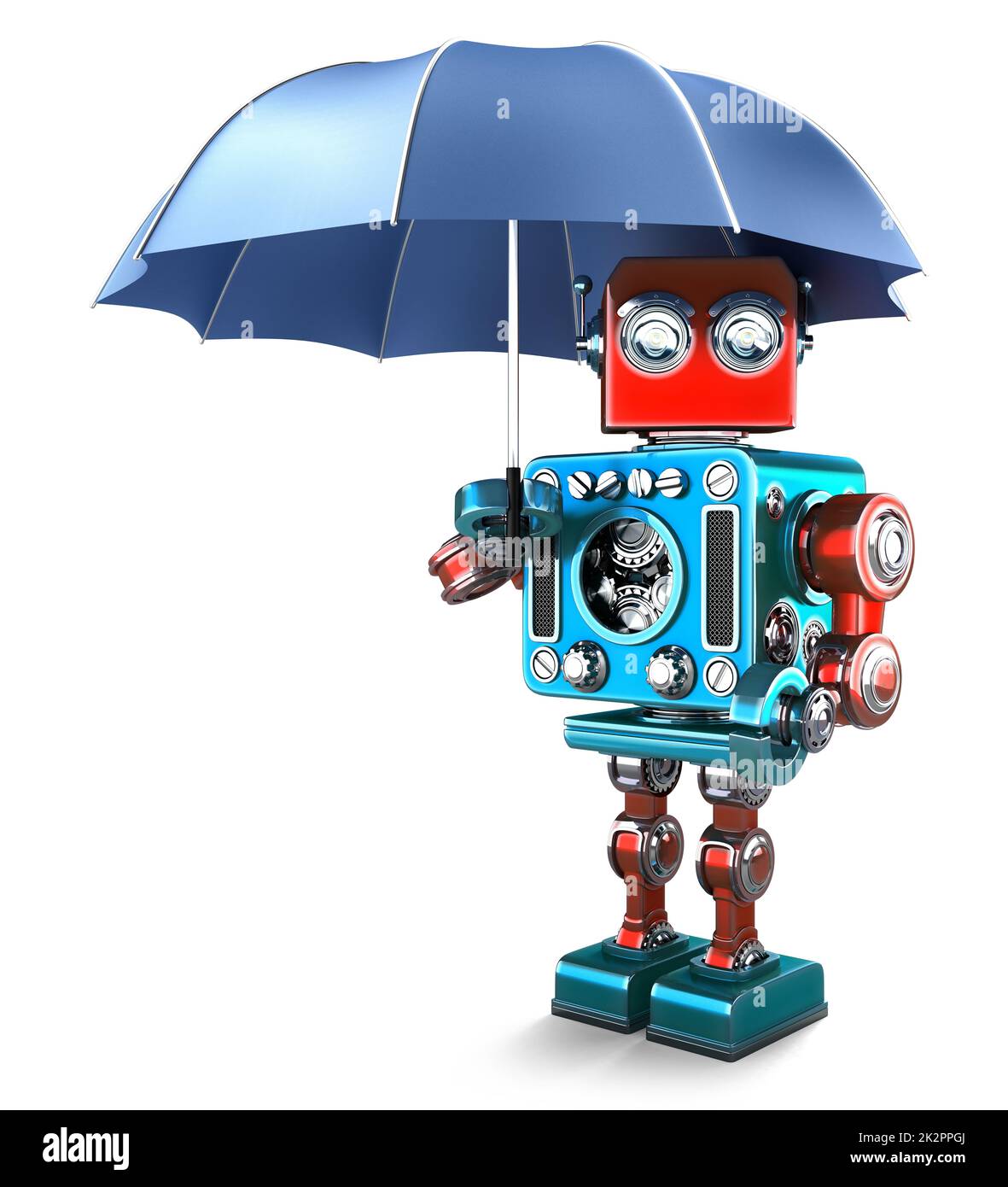 Umbrella Ribit Vintage Robot with umbrella. Isolated. Contains clipping path Stock ...