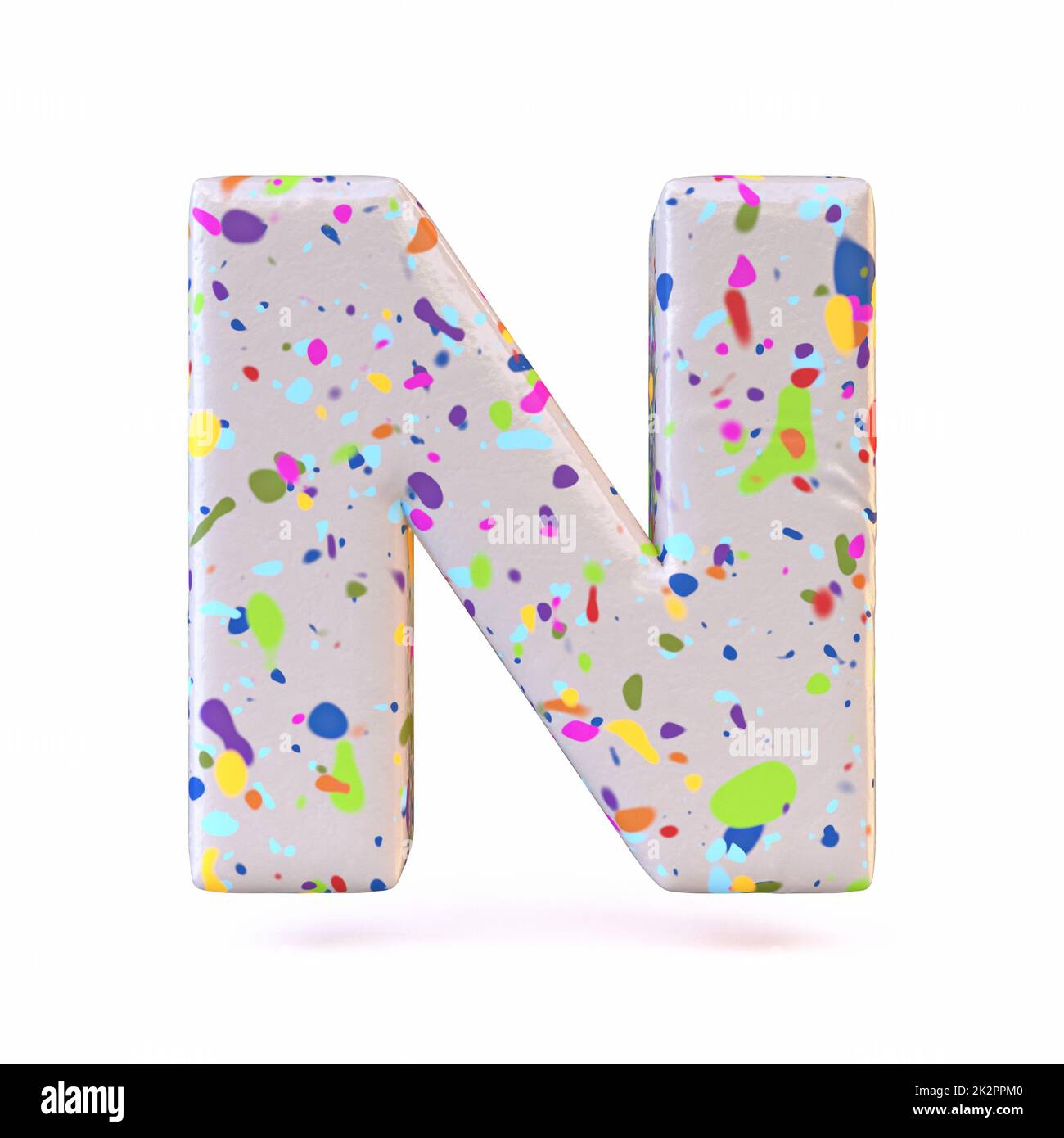 Colorful terrazzo pattern font Letter N 3D Stock Photo - Alamy