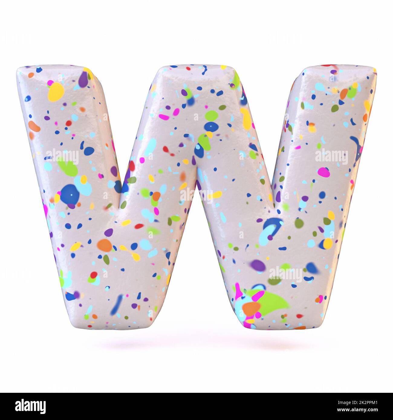 Colorful terrazzo pattern font Letter W 3D Stock Photo - Alamy