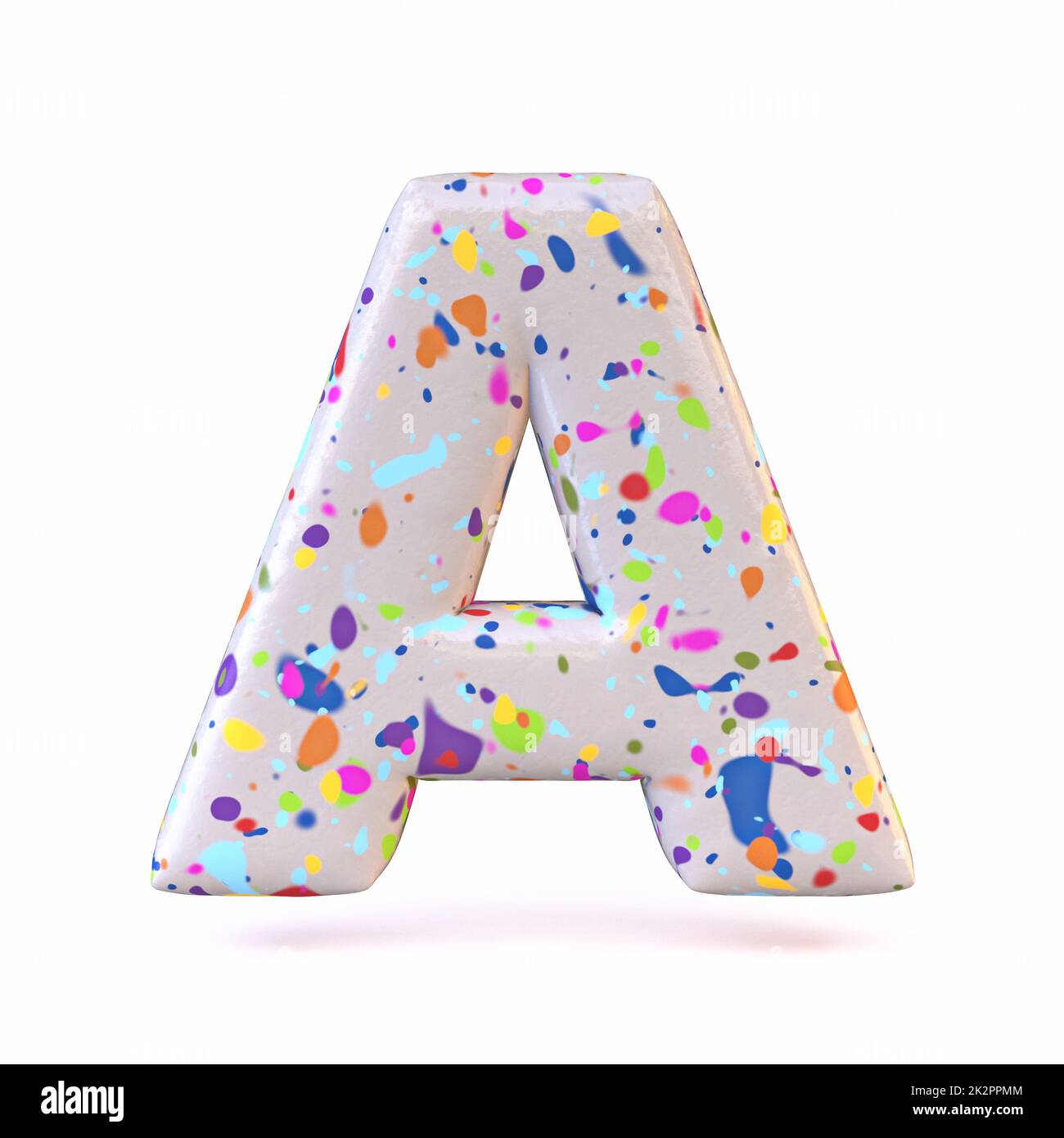 Colorful terrazzo pattern font Letter A 3D Stock Photo
