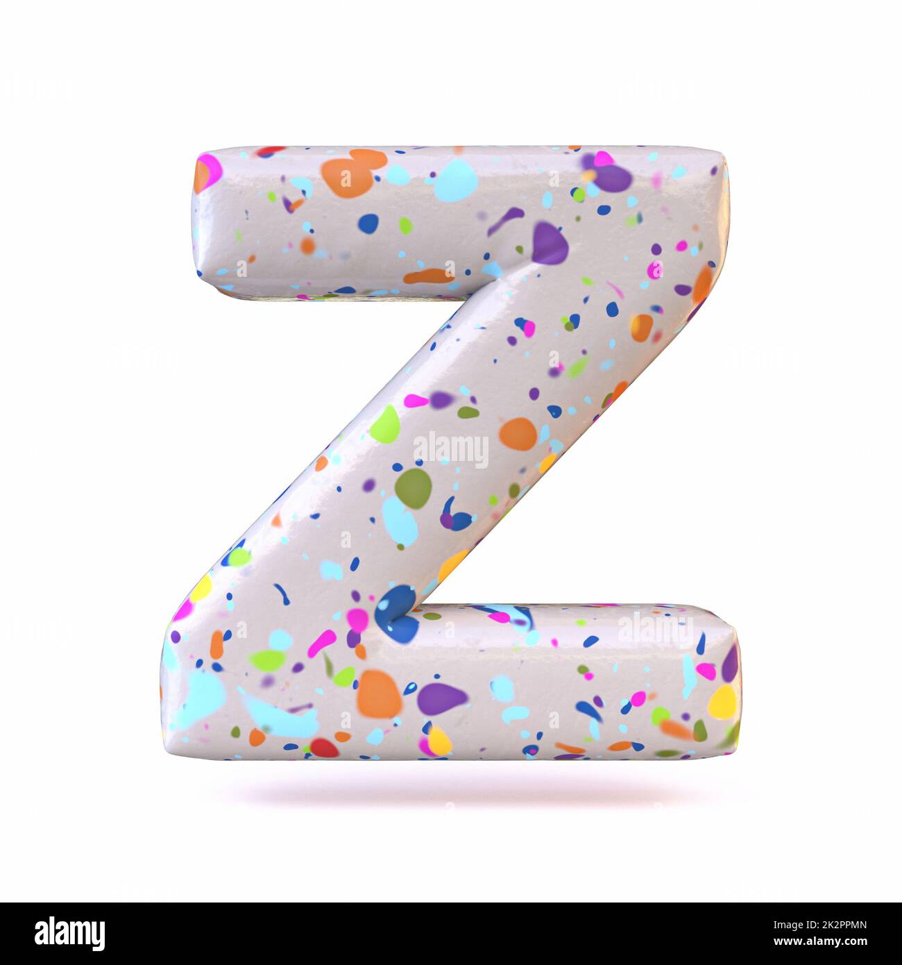 Colorful terrazzo pattern font Letter Z 3D Stock Photo