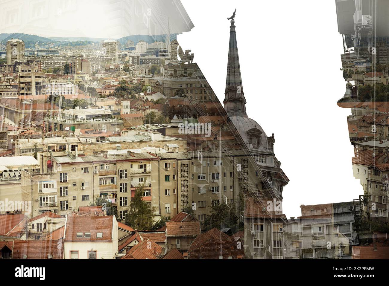 Belgrade landmarks. Double exposure concept Stock Photo