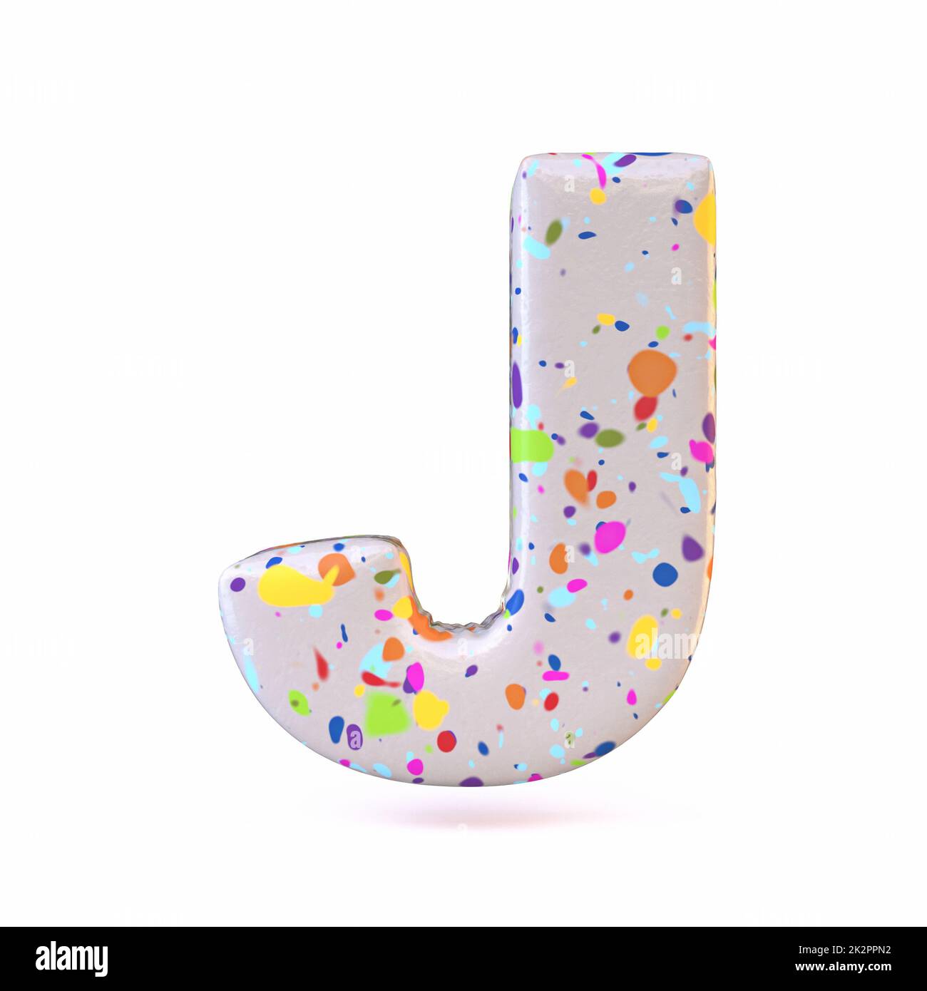 Colorful terrazzo pattern font Letter J 3D Stock Photo