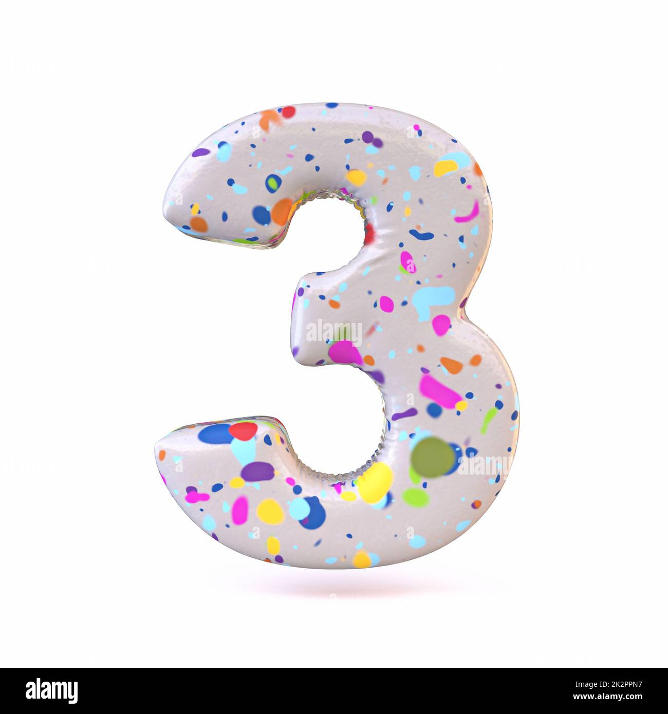 Colorful terrazzo pattern font Number 3 THREE 3D Stock Photo - Alamy