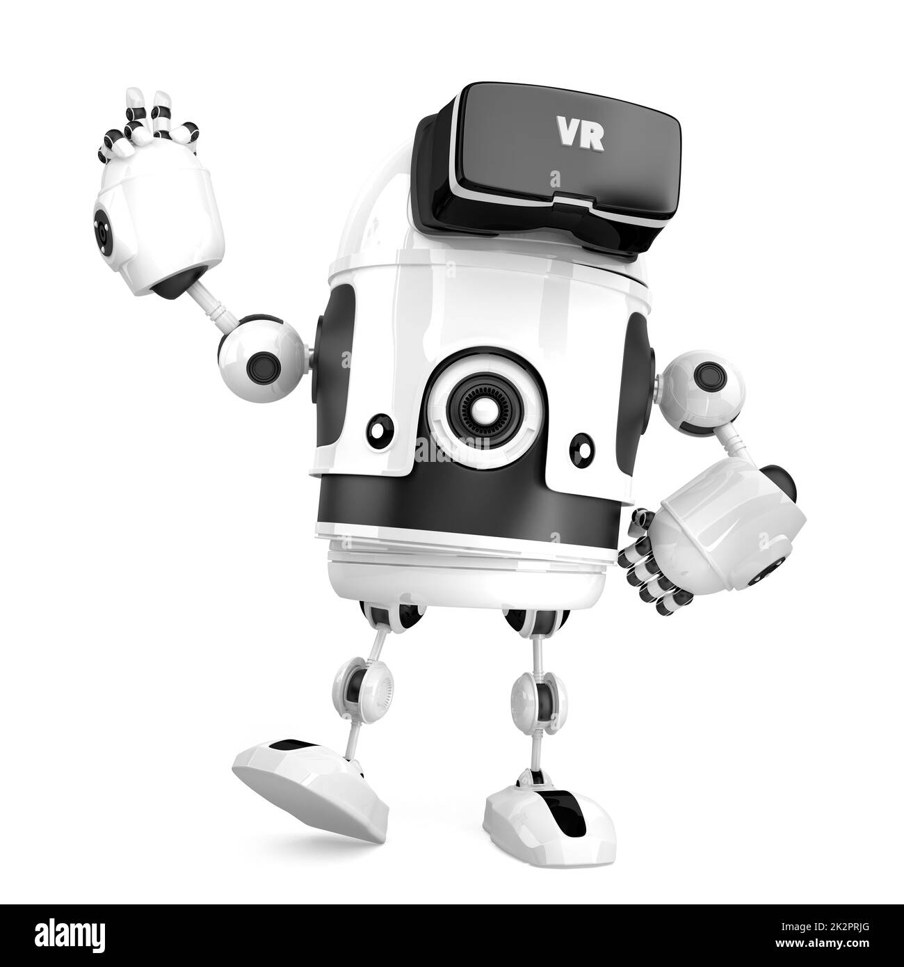 3D robot with VR glasses. 3D illustration. Isolated. Contains clipping path Stock Photo