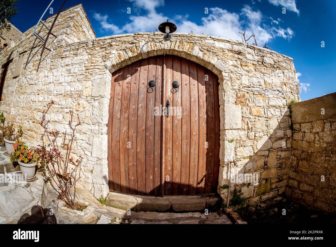 Old door in the village of Lofou. Limassol District. Cyprus Stock Photo