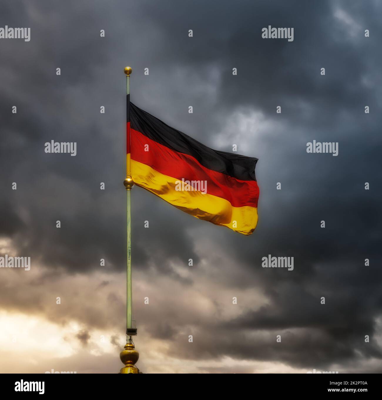 German flag in bad weather Stock Photo Alamy