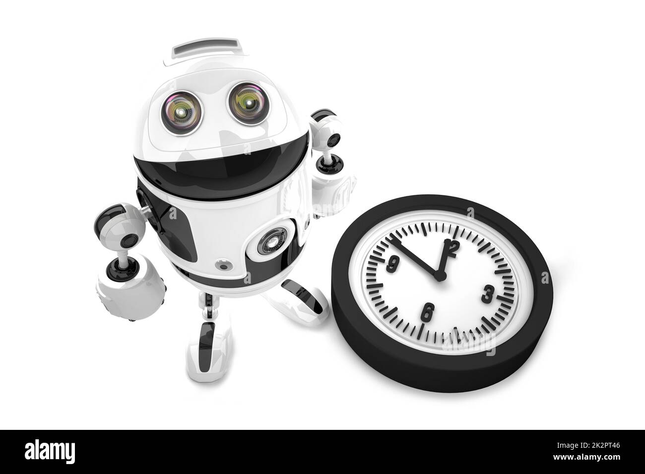 Robot with clock. 3D illustration. Isolated. Contains clipping path ...