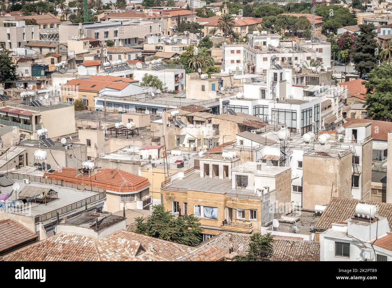 City rooftop view from above. Southern part of Nicosia. Cyprus Stock Photo